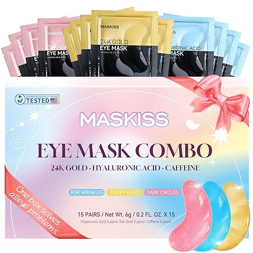 Under Eye Patches for Birthday (15 Pairs) - Eye Masks Skincare Enriched with Collagen, hyaluronic acid, anti-aging self care eye gel pads for puffy eyes, dark circles and eye bags,wrinkle patches