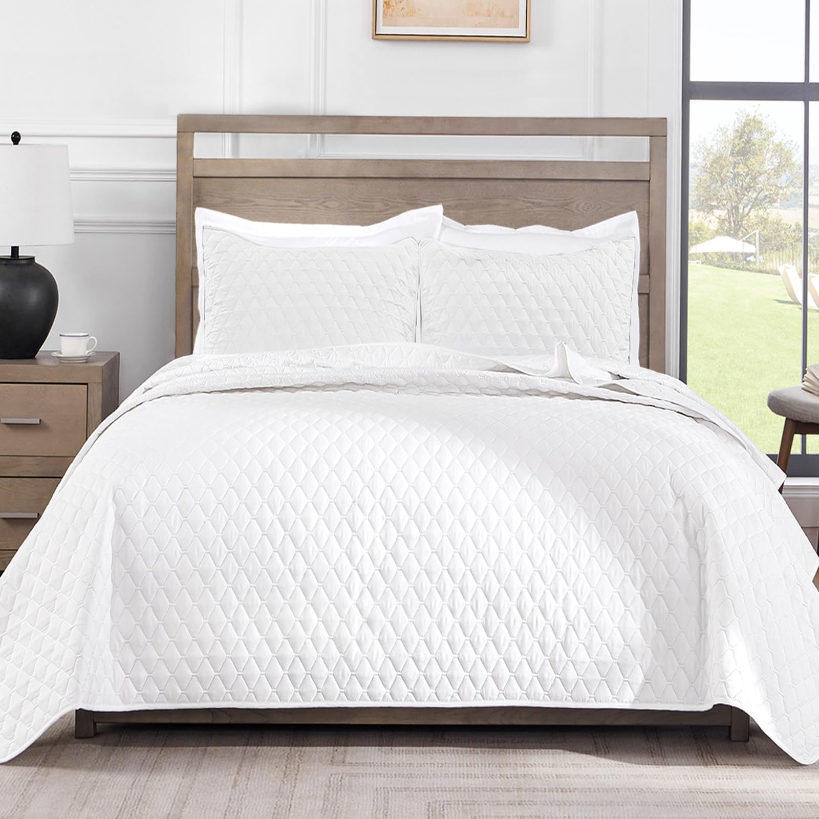 BournLondon Quilted Reversible Bedspread Set With Pillow Sham – Twin/Queen/King – Soft Microfiber