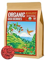 GLDNT Organic Goji Berries, Large Size Sun-Dried