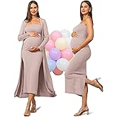 Rnxrbb 2 Piece Maternity Dress Cardigan Baby Shower Bodycon Fall Tube Maternity Dresses Long Gender Reveal Photoshoot