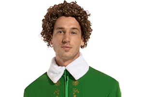 Xambop Elf Wig Curly Brown Wig Men Halloween Cosplay Costume Full Wigs - One Size