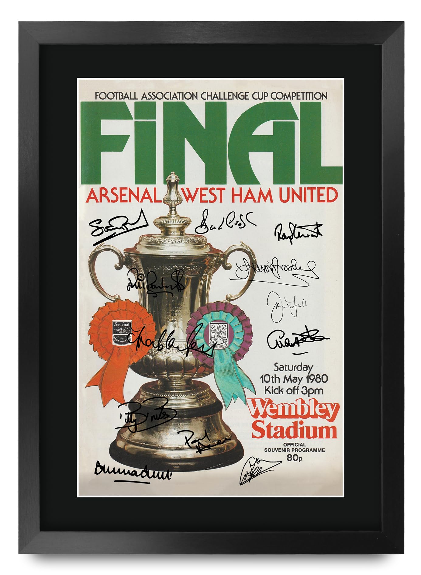 HWC Trading FR A3 The Hammers FA Cup 1980 Winners Programme Printed Memorabilia Signed Autograph Poster for Football Fans and Supporters - A3 Framed — image 1