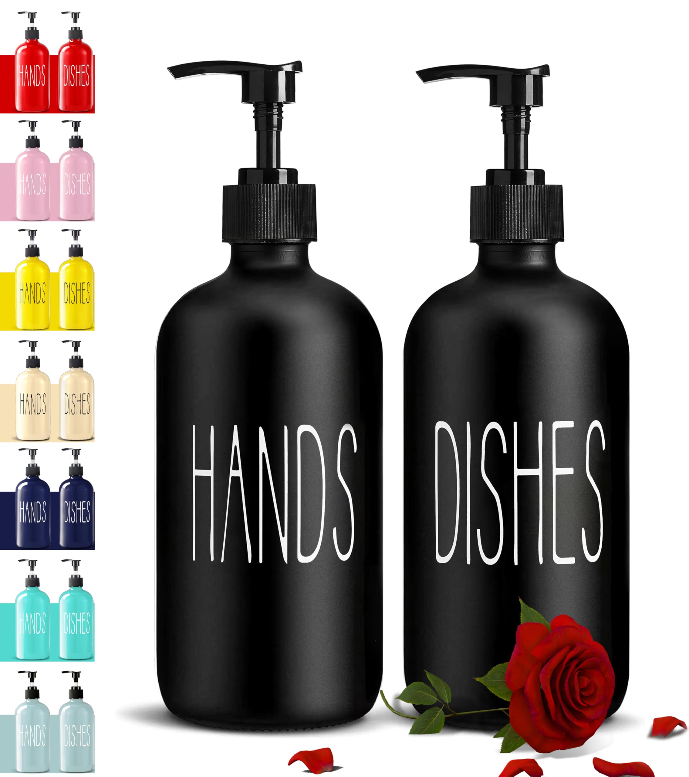 Photo 1 of COHOSEGE Glass Soap Dispenser Set 2 Pack,Contains Hand and Dish Soap Dispenser.Premium 16 Oz Black Kitchen Soap Dispenser Set for Kitchen Sink and Farmhouse Decor