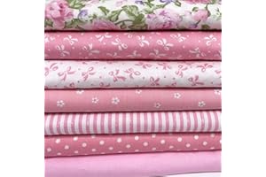 ANTETEK 7Pcs 20" x 20" Cotton Fabric DIY Making Supplies Quilting Patchwork Fabric Fat Quarter Bundles DIY for Quilting Cotton Patchwork Cushions(Peony)
