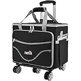 FINESUN Rolling Tote Bag for Women Teacher Bag Rolling Cart Briefcase with Wheels Carry on Wheeled Bag for Work,Office,Craft Black