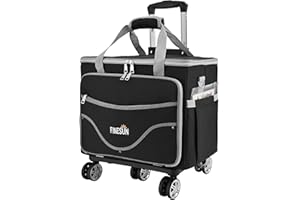 FINESUN Rolling Tote Bag for Women Teacher Bag Rolling Cart Briefcase with Wheels Carry on Wheeled Bag for Work,Office,Craft Black