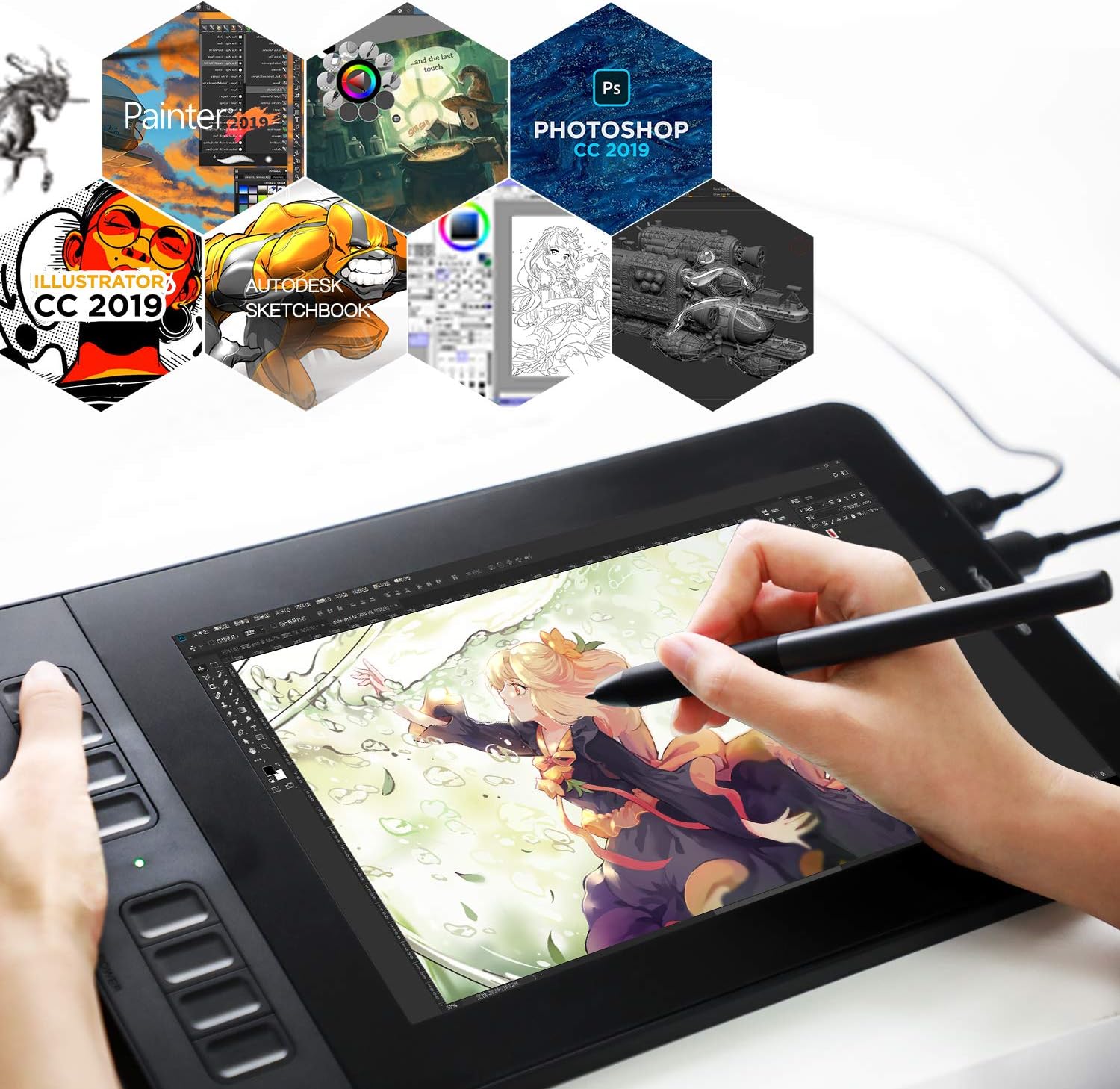 GAOMON PD1161 11.6 Inches Tilt Support Drawing Pen Display with 8192 Levels Pressure Sensitive Battery Free Pen AP50 and 8 Shortcut Keys: Computers & Accessories