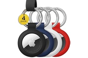 EVEO Airtag Keychain Holder – 4 Pack Airtag Holder Keychain, Secure Apple Airtag Case Keychain Air Tag Holders Cover | for Apple Airtags 4 Pack, for Keys, Bags, Pets, Apple Airtag Not Included.