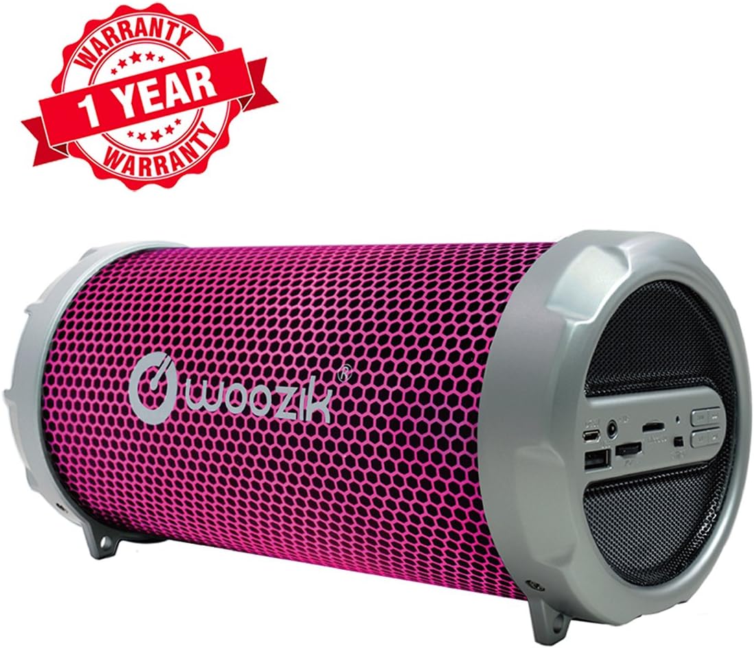 Woozik Rockit Go / S213 Wireless Boombox, Portable Bluetooth Speaker- Outdoor Indoor with Dancing LED Lights,with FM Radio, SD Card, Aux 3.5mm, USB Support (Silver)