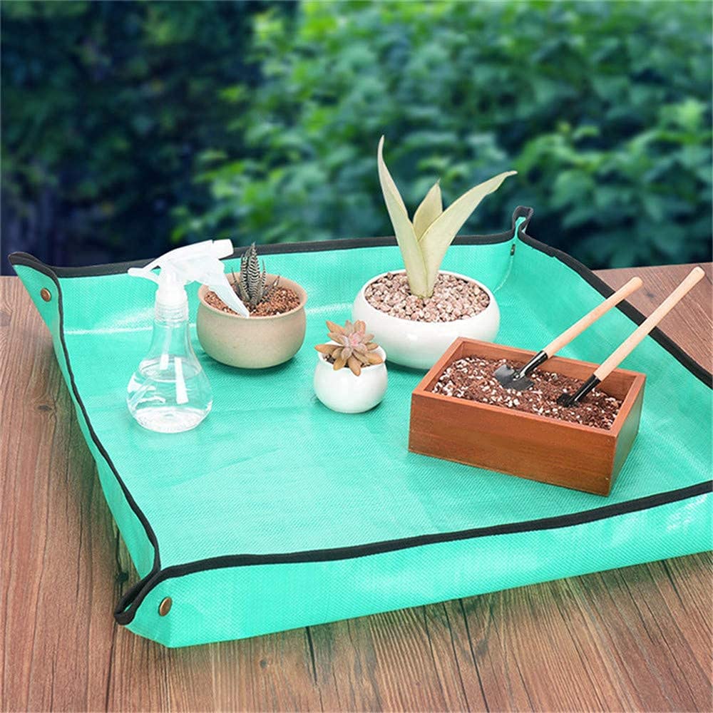 100 * 100cm Plant Transplanting Mat Waterproof Garden Repotting Mat Garden Kneelers Foldable Planting Operation Mat Work Cloth Plant Flower Pot Pad for Miniature Planting Indoor Outdoor Garden Works