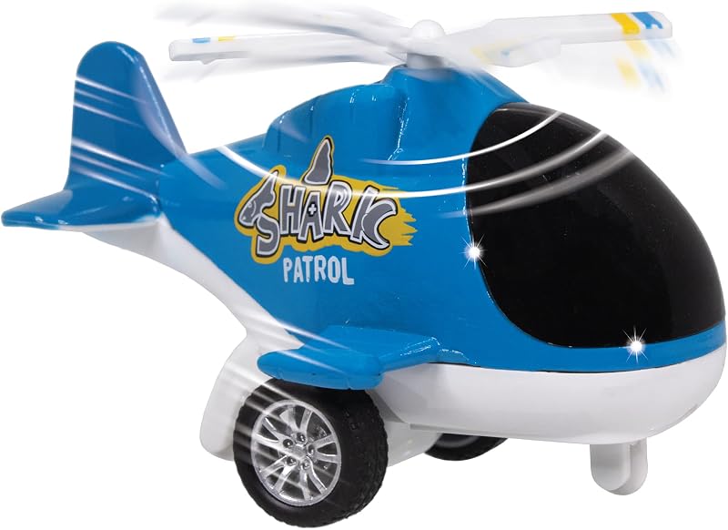 Deluxebase Patrol Rescue Shark Helicopter Friction Toy Spinning Rotor Kids