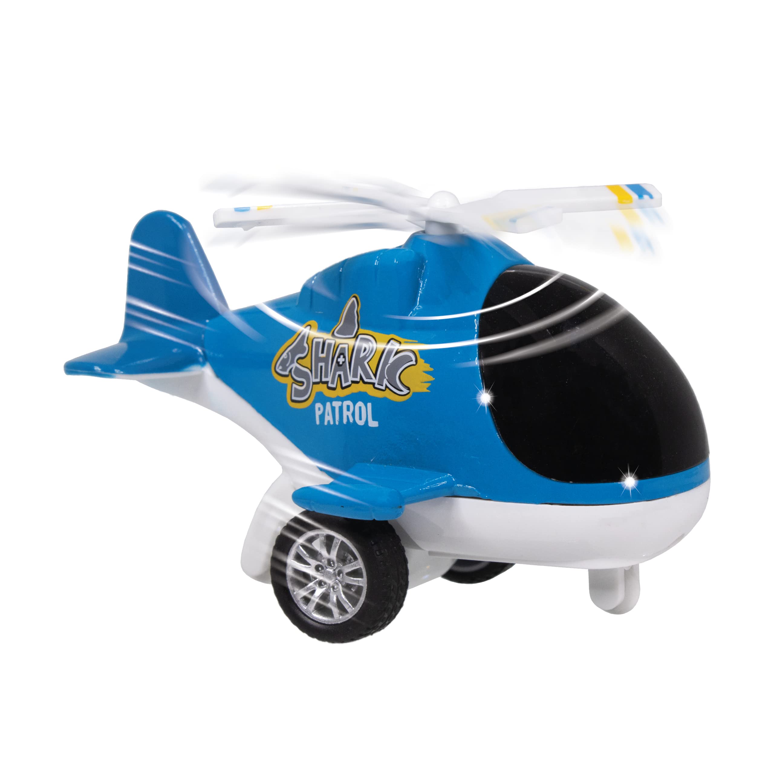 Deluxebase Patrol & Rescue Helicopter - Shark from Friction helicopter toy with spinning rotor for kids and toddlers