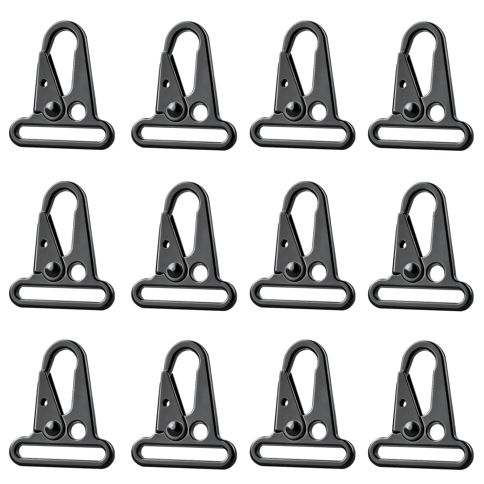 Azarxis Tactical Gear Clip Nylon Belt Webbing Metal Key Ring Holder Hanging Buckle Multi Purpose Durable Tactical Backpack Molle Clip for Backpack Bag Belt Camping Hiking Outdoor (38mm - Pack of 12)