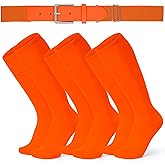 XZQTIVE 3 Pairs of Baseball Softball Socks and 1 Baseball Softball Belt Combo Set Knee-High Soccer Socks for Kids Youth Adult