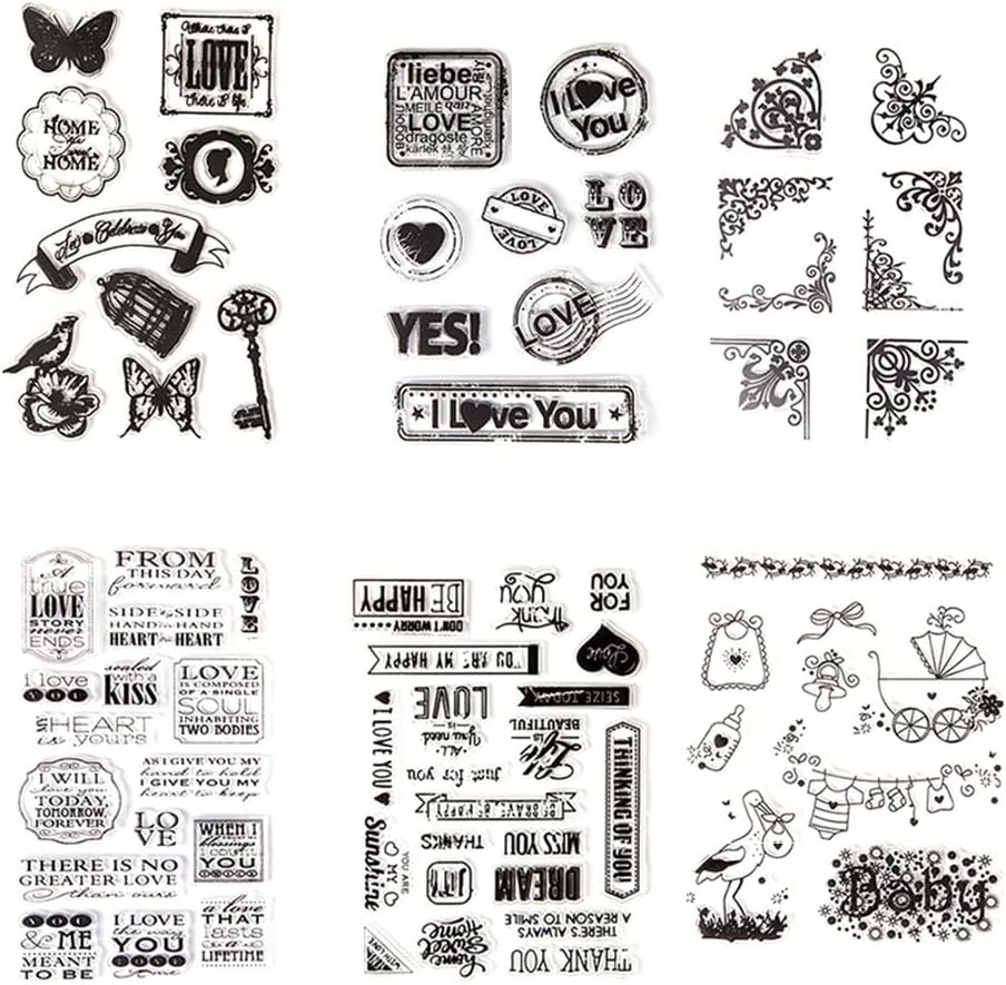 SUPVOX Clear Rubber Craft Stamps Set for Card Making DIY Scrapbooking Album Decor 6pcs