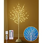 5FT Lighted Birch Tree, Birch Tree with 90 LED Lights, 8 Flash Modes and Timer, Light Up Twig Christmas Tree for Indoor Outdoor Home Party Garden Wedding Decorations (Warm White & Multicolor)