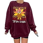 FRYAID Thanksgiving Sweatshirt Women Gobble Gobble Shirt Thanksgiving Turkey Sweaters Pumpkin Season Long Sleeve Tops