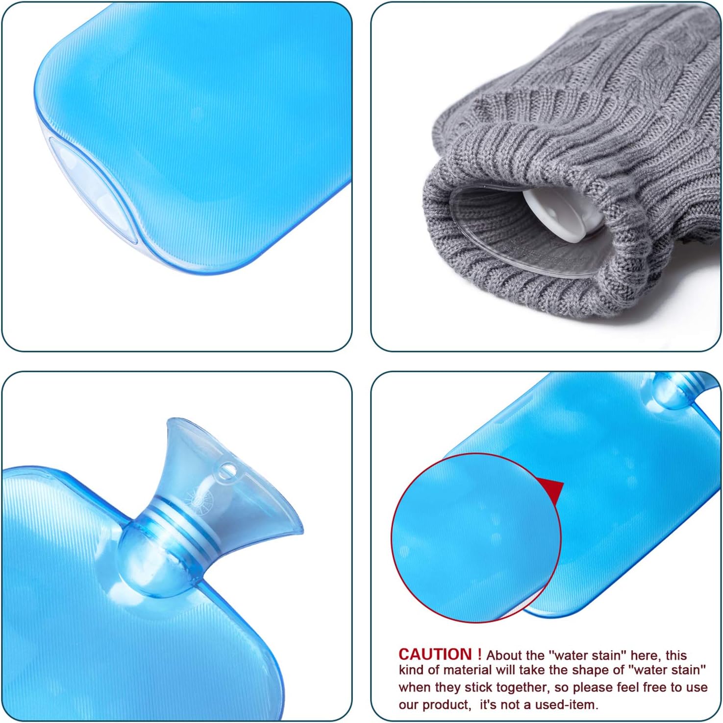 All one tech Transparent Classic Rubber Hot Water Bottle with Knit Cover - Blue: Health & Personal Care