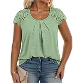 DOLNINE Womens Plus Size Summer Tops Pleated Lace Sleeveless Shirts Casual Crewneck Loose Tunic Business Dressy Blouses