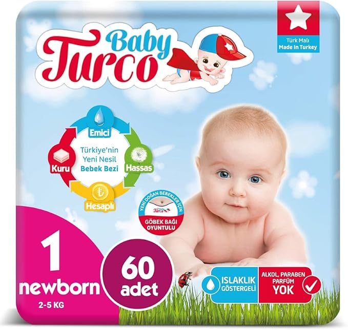 Baby Turco Bebek Bezi 1 Numara Newborn 60 Adet