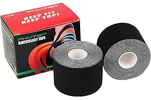 PHYTOP Bulk Kinesiology Tape for Knee, Shoulder, Elbow and More, Perfect K Tape Roll Uncut for Sports, Recovery and Physio Therapy, 2 Pack Black