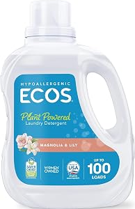 ECOS Laundry Detergent Liquid, 100 Loads - Dermatologist Tested Laundry Soap - Hypoallergenic, EPA Safer Choice Certified, Pl