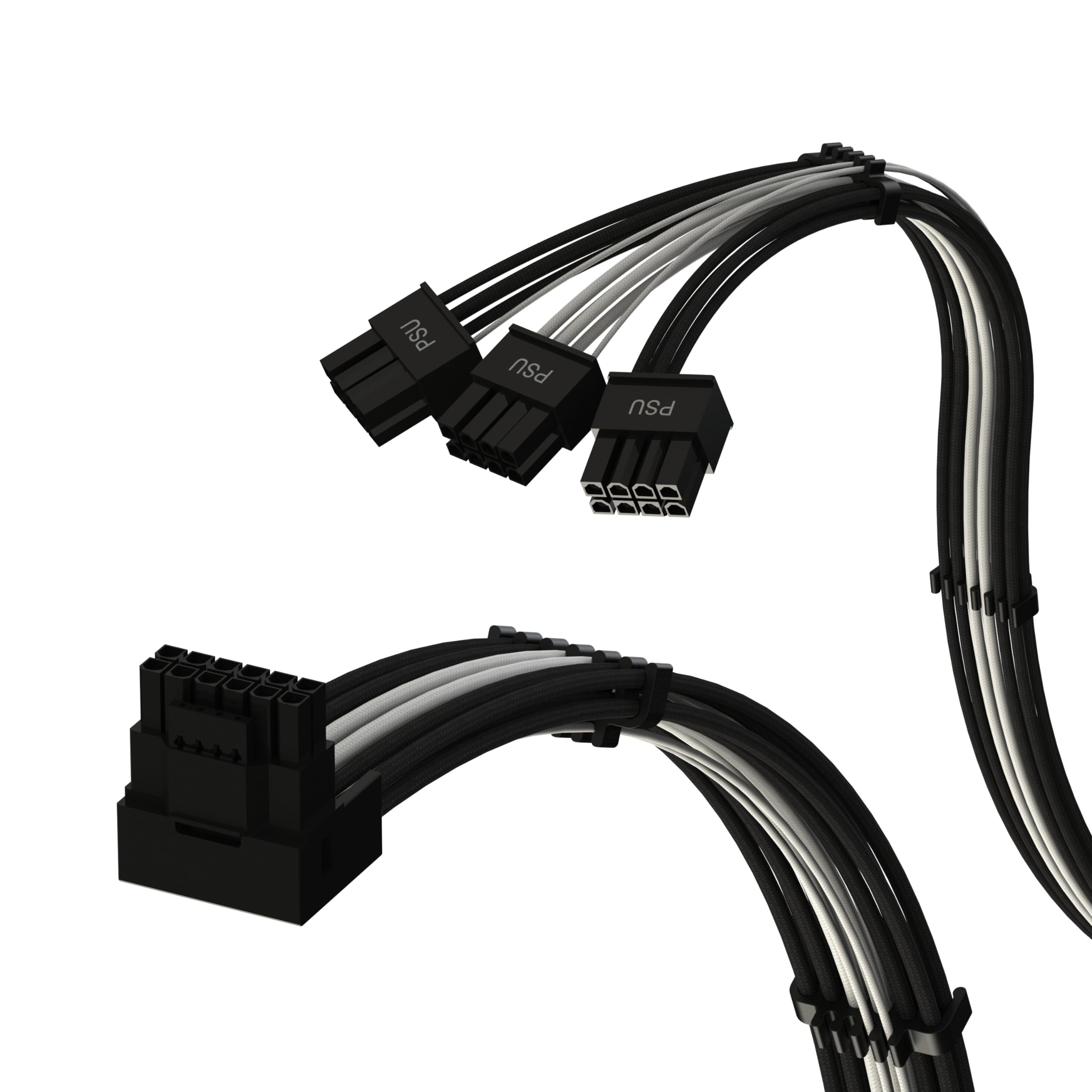LINKUP - AVA Right Angle PCIE 5.0 16Pin (12+4) to 3x8Pin | 16AWG Sleeved | Compatible with RTX50 RTX40 RTX30 FE | Designed for Corsair/ThermalTake PSUs Only | 70cm