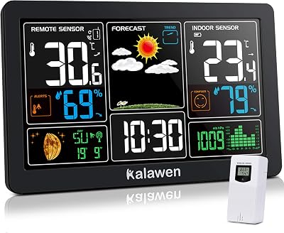 Kalawen Weather Station Outdoor Indoor Sensor MSF Wireless Digital Clock