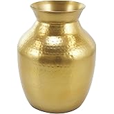Deco 79 Metal Decorative Vase Hammered Spotted Centerpiece Vase, Flower Vase for Home Decoration 9" x 9" x 12", Gold