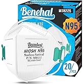 NIOSH Approved N95 Mask Particulate Respirators, Pack of 20 N95 Face Masks, Individually Wrapped, Universal Fit