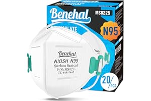NIOSH Approved N95 Mask Particulate Respirators, Pack of 20 N95 Face Masks, Individually Wrapped, Universal Fit