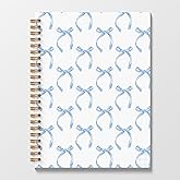 Poecinvi Blue Coquette Bow Spiral Journal Notebook 5.5x8.3, Preppy Spiral Journal Notebooks for School, Coquette Preppy School Supplies Notebooks, Blue Bow Journal for Women