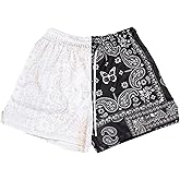 BOOMLEMON Mens Paisley Shorts Mesh Graphic Print Retro Casual Shorts Athletic Gym Basketball Running Short Pants