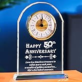 XLSJGYP 50th Wedding Anniversary Quartz Clock Gifts for Parents, 50 Years Golden for Couple, Happy 50th Anniversary Decoration Gift for Her Him (Battery not Included) (50th