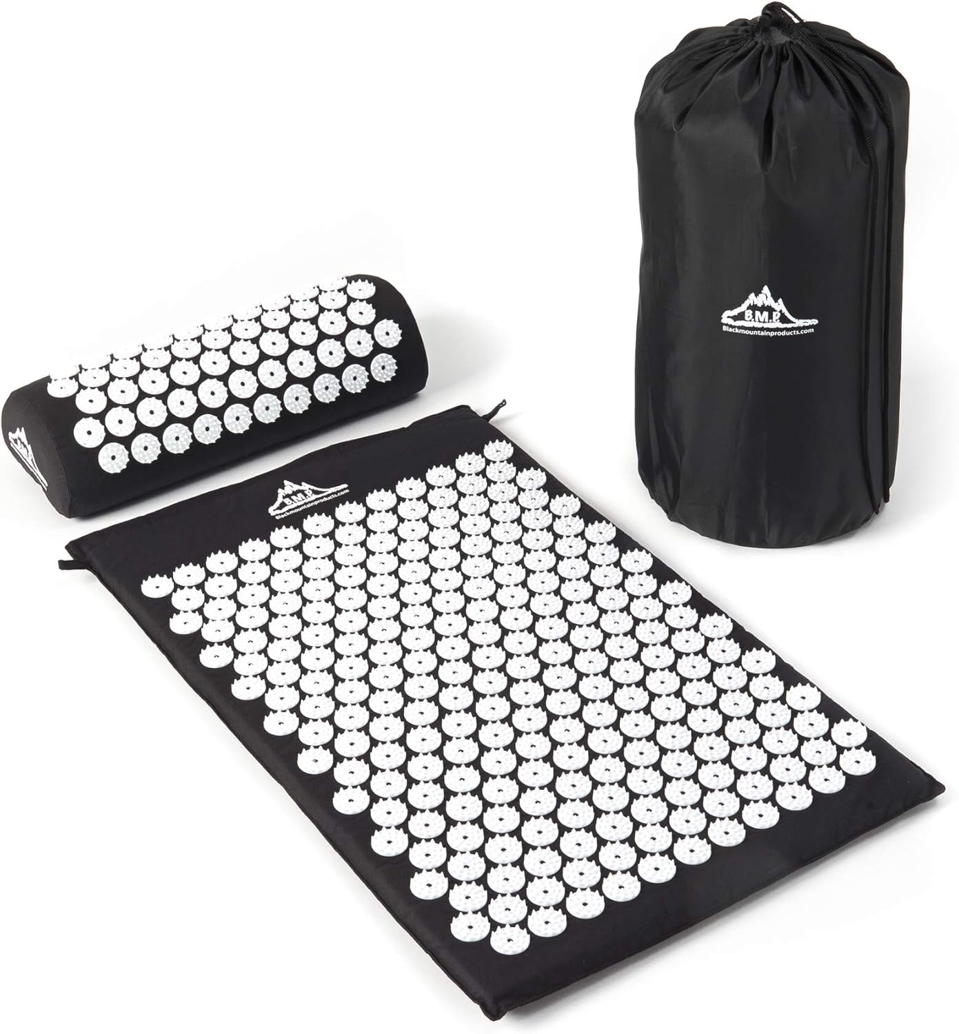 Black Mountain Products Acupressure Mat Black Acupressure Mat with Pillow & Carrying Bag - Acupuncture Mat for Trigger Pt. Massage Therapy, Black: Sports & Outdoors