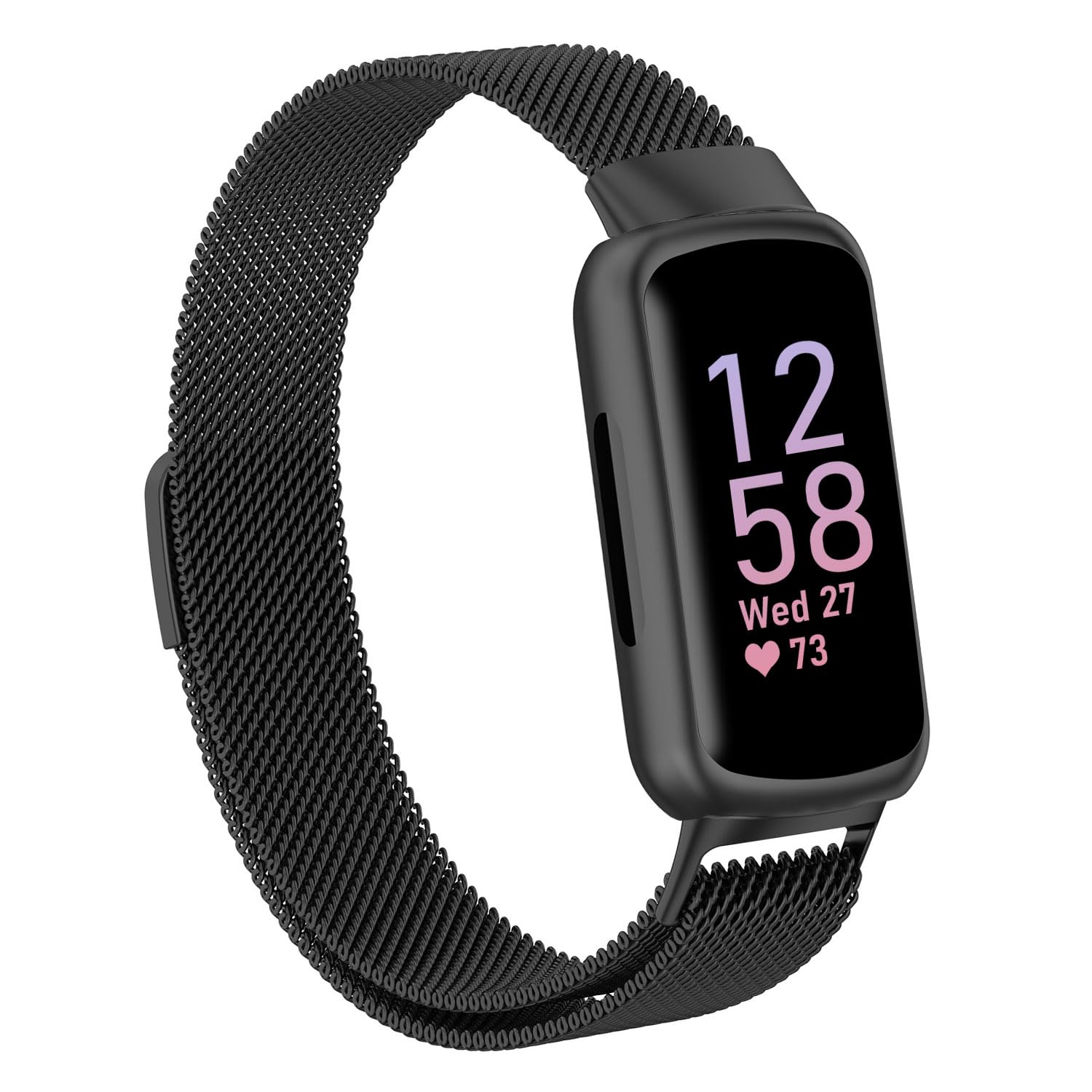 KINBOM Replacement Strap for Fitbit Inspire 3, Adjustable Metal Watch Bands with Magnetic Loop, Fitness Watch Strap Replacement, Accessories for Fitbit Inspire 3 Women Men (Black)