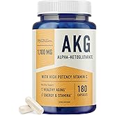AKG Supplement | 1100MG Per Serving | Arginine Alpha Ketoglutarate with Calcium + Vitamin C | AAKG Supplement for Healthy Aging, Longevity, Energy, and Focus | 180 AAKG Capsules | Vegan, Non-GMO