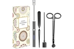 burtok 4 In1 Candle Accessory Set - Wick Trimmer, Candle Snuffer, Wick Dipper, Candle Lighters-Stainless Steel Care Kit for Candle Lover