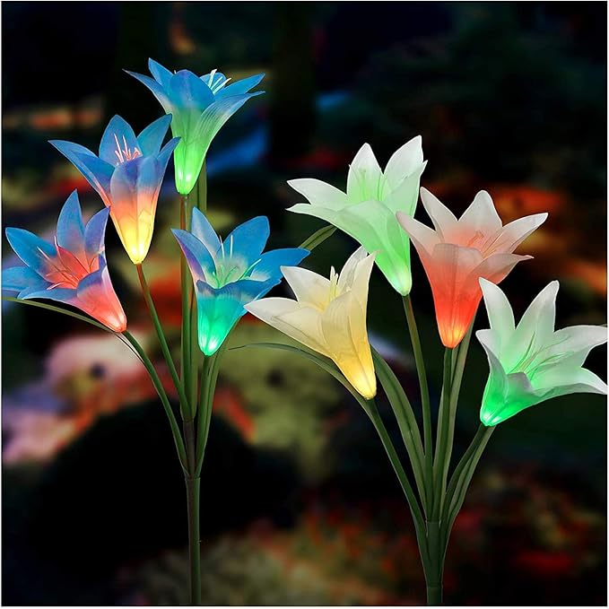 Solar Flower Lights Outdoor New Upgraded MultiColors AutoChanging