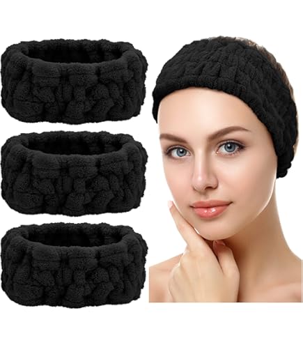 Kugiter Cute Spa Headband And Wristband Set For Face Washing, Kawaii Soft Skincare