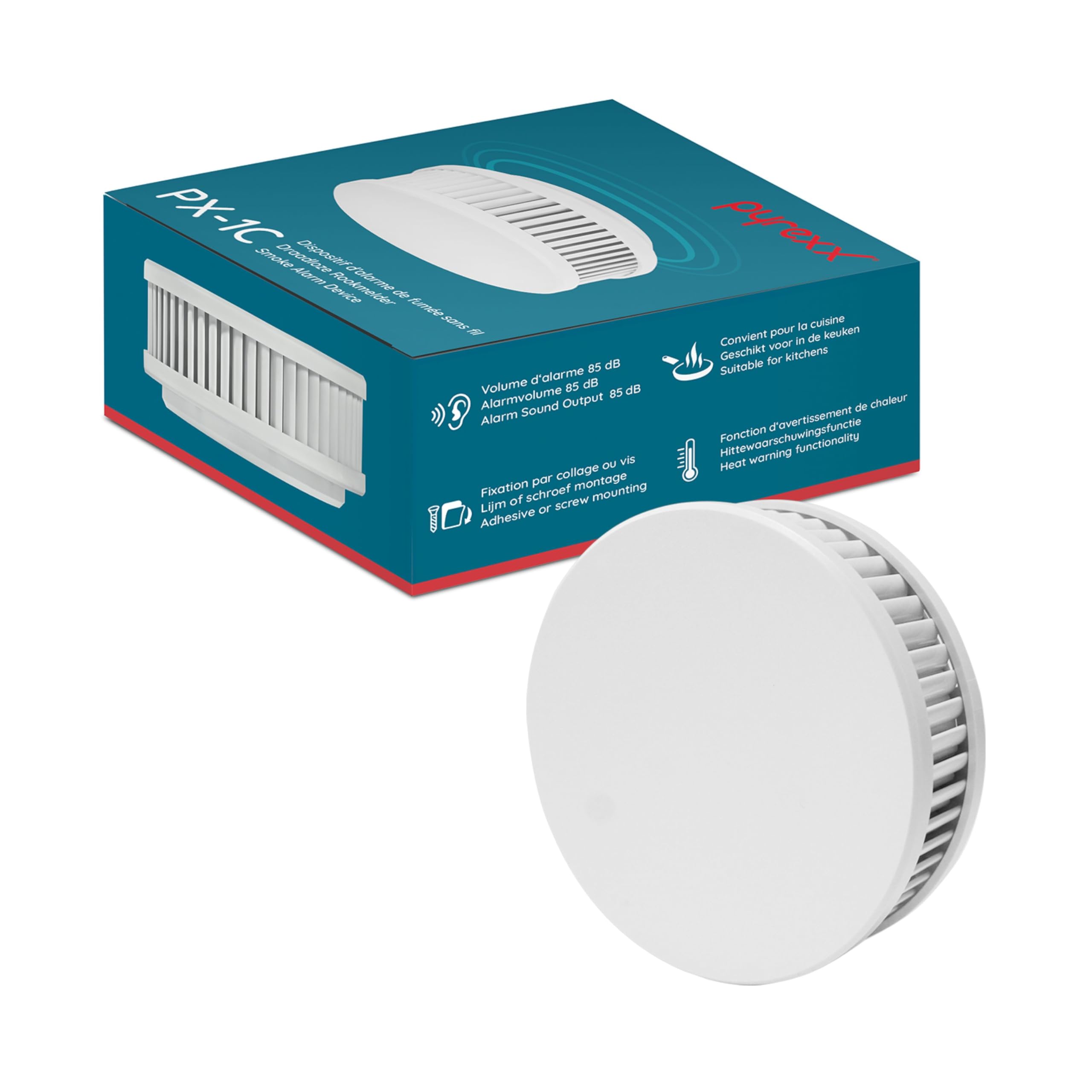 Pyrexx PX-1C - 12-year wireless network smoke alarm - white - made in Germany