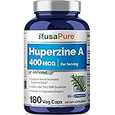 NusaPure Huperzine A 400mcg 180 Veggie Capsules (Vegetarian, Non-GMO, Vegan)