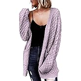 Dokotoo Women's 2026 Fashion Casual Open Front Long Sleeve Chunky Cable Knit Cardigans Sweaters Outerwear Coats with Pockets