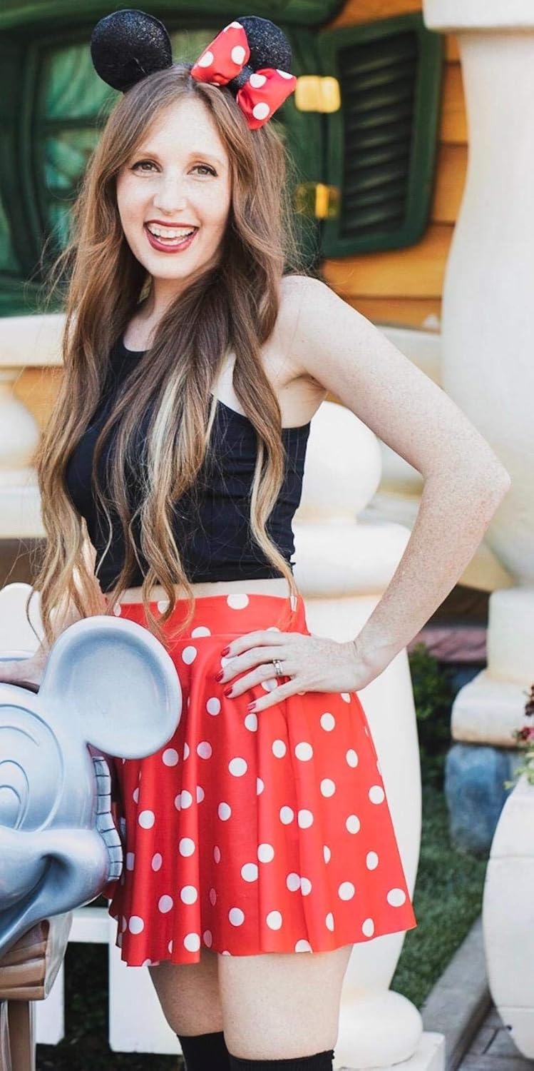 AvaCostume Women's High Waisted Candy Colors Polka Dot Skirt at  Women’s Clothing store