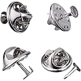 Mudder 100 Pairs Butterfly Clutch Tie Tacks Pin Back Replacement with Blank Pins for Craft Making (Silver)