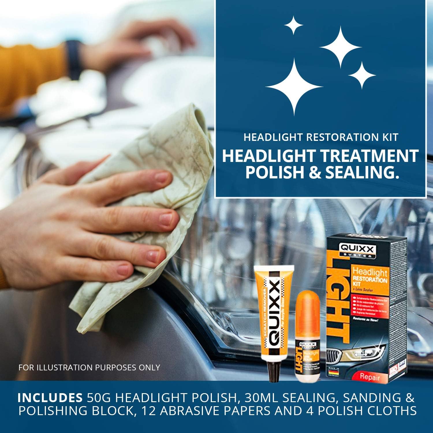Quixx Headlight Restoration Kit Black, Yellow, Set - Image 5