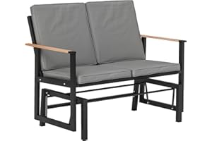 Outsunny Outdoor Glider Bench with Thick Cushions, Patio Loveseat for 2 Persons, Garden Glider Chair with Breathable Mesh Fab