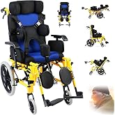 CXYTX Cerebral Palsy 18" Seat Wheel Chairs Foldable Reclining | Foldable Reclining for Adults Elderly, Adjustable Headrest Sitting Position/Armrest Height