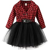 YOUNGER STAR Little Baby Girl Black and White Dress Buffalo Plaid Tutu Skirt Party Princess Formal Outfit Clothes