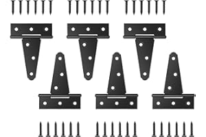 DURIGID 6 Pack 4 Inch T Hinge, Hinges for Wood, Gate Hinge, Gate Hardware, Fence Hinges for Outdoor Gates, Wooden Box, Cabinet, Ideal Outdoor Useage